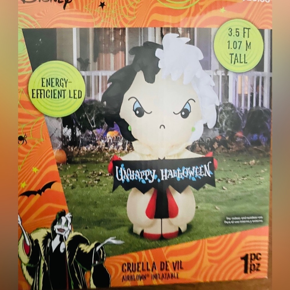 Disney Cruella De Vil Villian Unhappy Halloween Inflatable Airblown Gemmy New